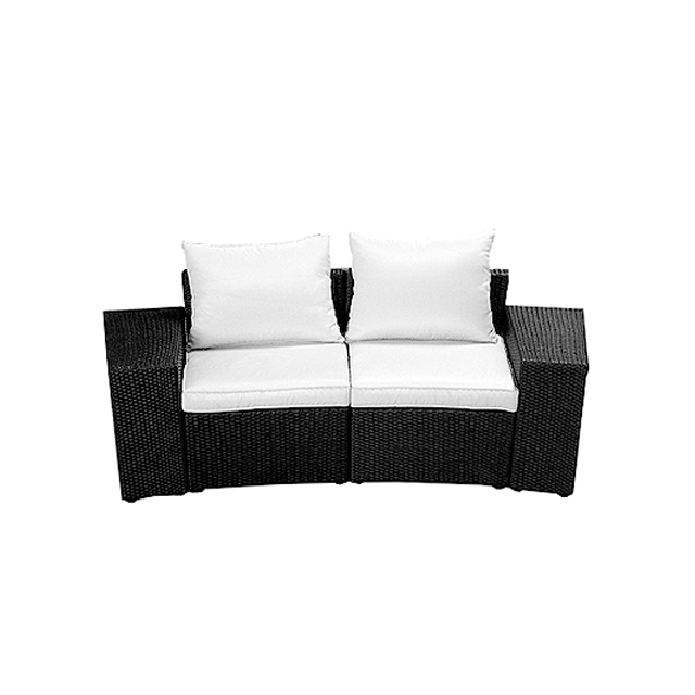 Rattan Sofa 2-Sitzer mit Seitenlehnen | creme-weiß