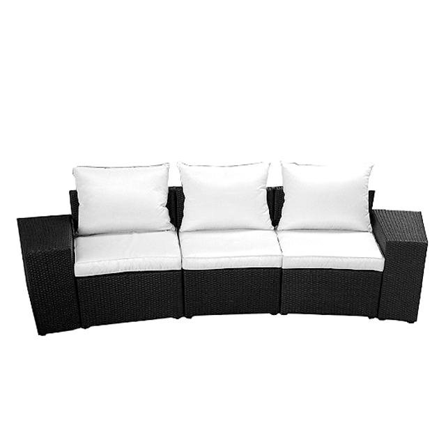 Rattan Sofa 3-Sitzer mit Seitenlehnen | creme-weiß